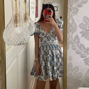Agua by Agua Bendita Blue and White Floral Mini Dress